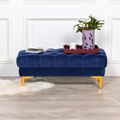 Tufted Ottoman Bench - Blue Velvet