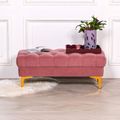 Tufted Ottoman Bench - Pink Velvet