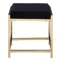 Allure Stool - Black Velvet Fabric - Gold Legs