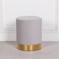 Round Stool - Grey Velvet