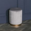 Ribbed Round Stool - Light Grey Velvet