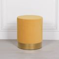 Round Stool - Mustard Yellow Velvet