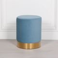 Round Stool - Ocean Blue Velvet