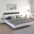 Rauch Monza 6ft Queen Size Bed with 2 Hanging Bedside Table - Alpine White and Metallic Dark Grey
