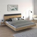 Rauch Monza 6ft Queen Size Bed with 2 Hanging Bedside Table - Artisan Oak and Metallic Dark Grey