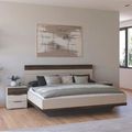 Rauch Sajo 6ft Queen Size Bed with 2 Bedside Cabinet - Champagne and Atlantic Dark Oak