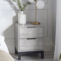 Bali Grey Oak 2 Drawer Bedside Cabinet
