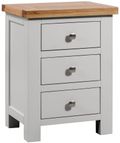 Lundy Grey Painted 3 Drawer Bedside Cabinet