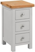 Lundy Grey Painted 3 Drawer Compact Bedside Cabinet