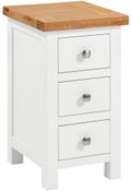 Lundy White Painted 3 Drawer Compact Bedside Cabinet
