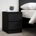 Oslo Black 2 Drawer Bedside Cabinet