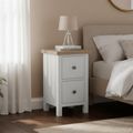 Modern Narrow Bedside Cabinet - 2 Drawer - Grey Painted