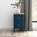 Marlow Narrow Bedside Cabinet - 2 Drawer - Blue