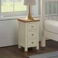 Lundy Bedside Cabinet - 3 Drawer Compact - Ivory Painted