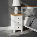 Lundy Bedside Cabinet - 3 Drawer Compact - White Painted