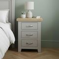 Wilmont Bedside Cabinet - 3 Drawer - Grey Painted