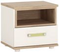 4Kids White and Oak Effect 1 Drawer Bedside Cabinet with Lemon Handle