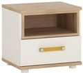 4Kids White and Oak Effect 1 Drawer Bedside Cabinet with Orange Handle