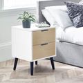 Alba White and Oak Bedside Cabinet - 2 Drawer