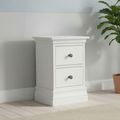 Bordeaux Narrow Bedside Cabinet - 2 Drawer - White