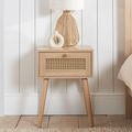 Croxley Bedside Table - 1 Drawer - Oak and Rattan