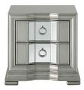 Lucca Bedside Cabinet - 2 Drawer - Mirrored - Grey