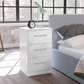 Lynx Bedside Cabinet - 3 Drawer - White Gloss