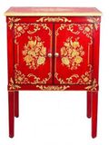 Meerut Red Floral Design 2 Door Bedside Cabinet