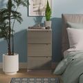Milan Grey Gloss and Grey Oak 3 Drawer Bedside Cabinet