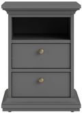 Paris Grey 2 Drawer Bedside Cabinet