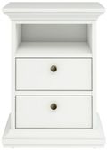 Paris White 2 Drawer Bedside Cabinet