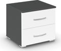 Rauch Aditio 2 Drawer Bedside Cabinet - Metallic Dark Grey and Alpine White