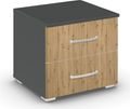 Rauch Aditio 2 Drawer Bedside Cabinet - Metallic Dark Grey and Artisan Oak