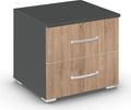 Rauch Aditio 2 Drawer Bedside Cabinet - Metallic Dark Grey and Sonoma Oak