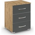 Rauch Aditio 3 Drawer Bedside Cabinet - Artisan Oak and Metallic Dark Grey