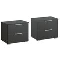 Rauch Alabama 2 Drawer Bedside Cabinet - Set of 2 - Metallic Dark Grey