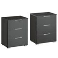 Rauch Alabama 3 Drawer Bedside Cabinet - Set of 2 - Metallic Dark Grey