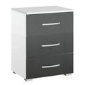 Rauch Alegro 3 Drawer Bedside Cabinet - Alpine White and Metallic Dark Grey
