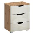 Rauch Arnstein 3 Drawer Bedside Cabinet - Artisan Oak and White High Gloss