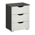 Rauch Arnstein 3 Drawer Bedside Cabinet - Metallic Dark Grey and Alpine White