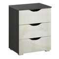 Rauch Arnstein 3 Drawer Bedside Cabinet - Metallic Dark Grey and White High Gloss