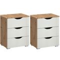 Rauch Arnstein 3 Drawer Bedside Cabinet - Set of 2 - Artisan Oak and Alpine White