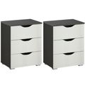 Rauch Arnstein 3 Drawer Bedside Cabinet - Set of 2 - Metallic Dark Grey and Alpine White