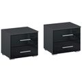 Rauch Base 2 Drawer Bedside Cabinet - Set of 2 - Metallic Dark Grey and Grey High Gloss