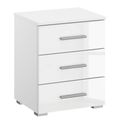 Rauch Base 3 Drawer Bedside Cabinet - Alpine White and White High Gloss