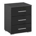 Rauch Base 3 Drawer Bedside Cabinet - Metallic Dark Grey and Grey High Gloss