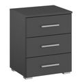 Rauch Base 3 Drawer Bedside Cabinet - Metallic Dark Grey