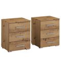Rauch Base 3 Drawer Bedside Cabinet - Set of 2 - Artisan Oak