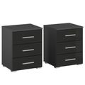 Rauch Base 3 Drawer Bedside Cabinet - Set of 2 - Metallic Dark Grey and Grey High Gloss