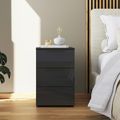 Rauch Flipp 3 Drawer Bedside Cabinet with Adjustable Height - Graphite and Basalt Glass
